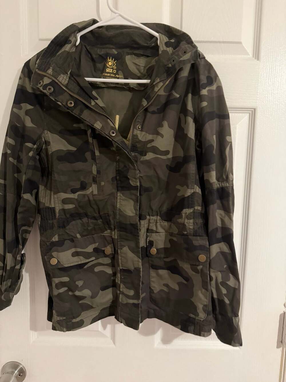 Camo Utility Jacket with Embroidered Eye Detail